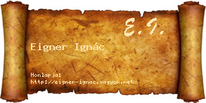 Eigner Ignác névjegykártya